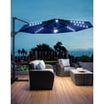 thumbnail image 2 of 10Ft Outdoor Cantilever Umbrella Patio Umbrella Solar LED with Base Included Market Sun Shade Windproof Offset Umbrella with 360-Degree Rotation for Garden Pool Deck BackYard and Patio, Navy Blue, 2 of 8