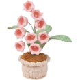 Crochet Flowers Potted Plants,Crochet Lily Of The Valley Bouquet,Knitted Fl
