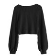 thumbnail image 3 of Jersey corto ZAFUL para mujer con mangas acanaladas con forma de farol, 3 of 5