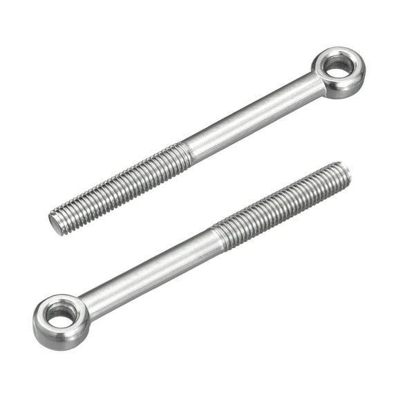 4Pcs M10 x 110mm Lifting Eye Bolts, 304 Stainless Steel Machinery Shoulder Swing Bolt Lifting Ring Eyebolt for Pipeline Gate Valves, Building Steel Pipe Fasteners, Silver