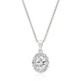 thumbnail image 1 of Genuine Rhodium Plated Estate Pendant with Clear Round Cut and Oval Cut Cubic Zirconia in Silvertone, 1 of 1