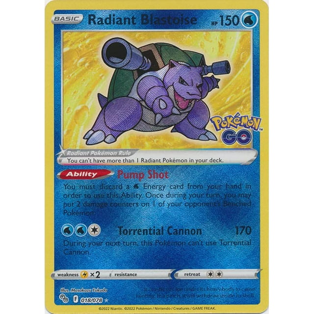 Tarjeta Pokémon Go Radiant Blastoise 018/078 Shiny