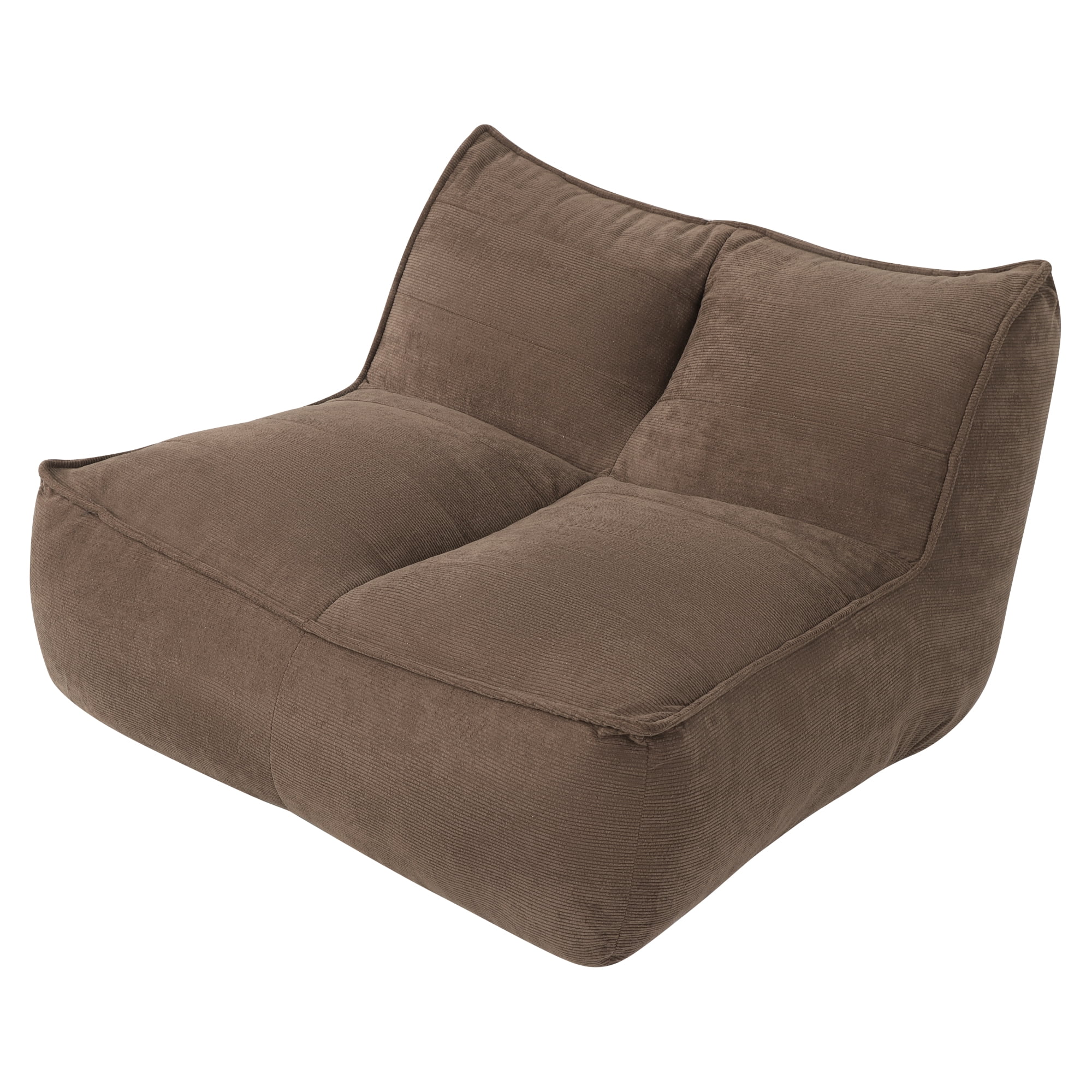 Leumius Cozy Fluffy Cloud Lazy Sofa, 2-Seater Corduroy Bean Bag Lounge Chair, Lightweight Single-Seat Couch for Living Room, Bedroom, Dorm Room, Office & Small Spaces,Brown