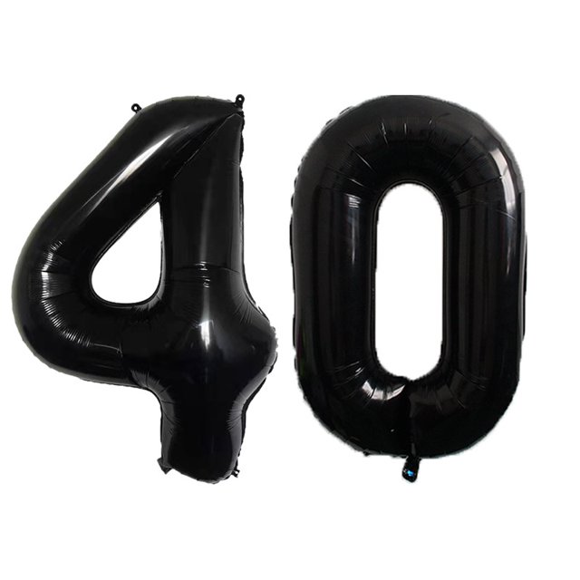 Globos de aluminio con números negros para niños y adultos, decoración de fiesta de cumpleaños, suministros de 2 piezas, 40 pulgadas, 10, 11, 12, 15, 20, 25, 30, 45, 50 y 60 años