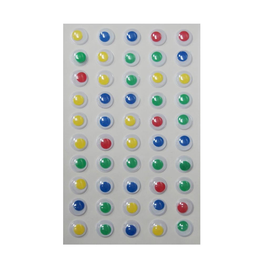 Small Googly Eyes Self Adhesive Sticker, Assorted Color, 1/2-Inch, 50-Count