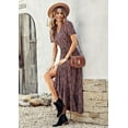 thumbnail image 5 of PRETTYGARDEN Women's Summer Wrap Maxi Dress Casual Boho Floral V Neck Short Sleeve Ruffle Hem Split Beach Long Dresses, 5 of 7