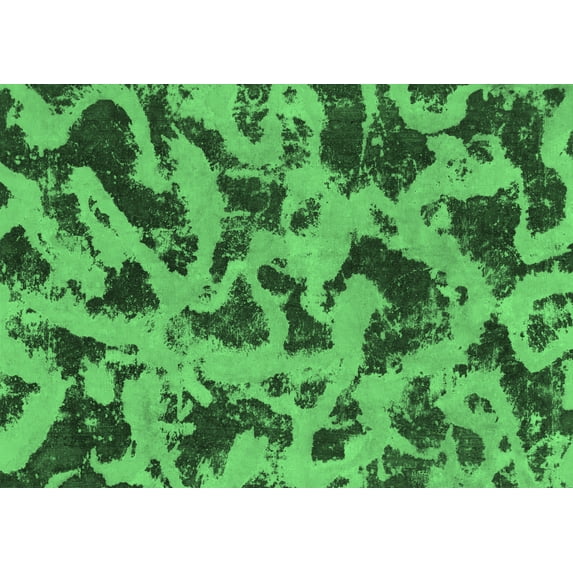 Ahgly Company Indoor Rectangle Abstract Emerald Green Modern Area Rugs, 7' x 10'