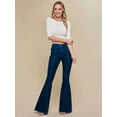 thumbnail image 2 of Star Patchwork Bell Bottom Jeans for Women Mid Waist Bootcut Flare Jeans Stretch Straight Leg Skinny Denim Pants Dark Blue M, 2 of 8