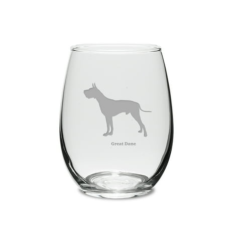 

Great Dane Deep Etched 15 oz Stemless White Wine Glass