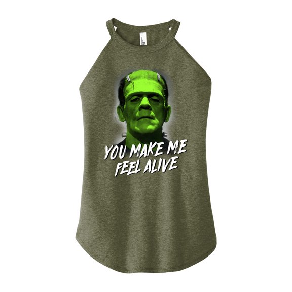 Classic Monsters - Frankenstein - You Make Me Feel Alive - Juniors High Neck Tank Top
