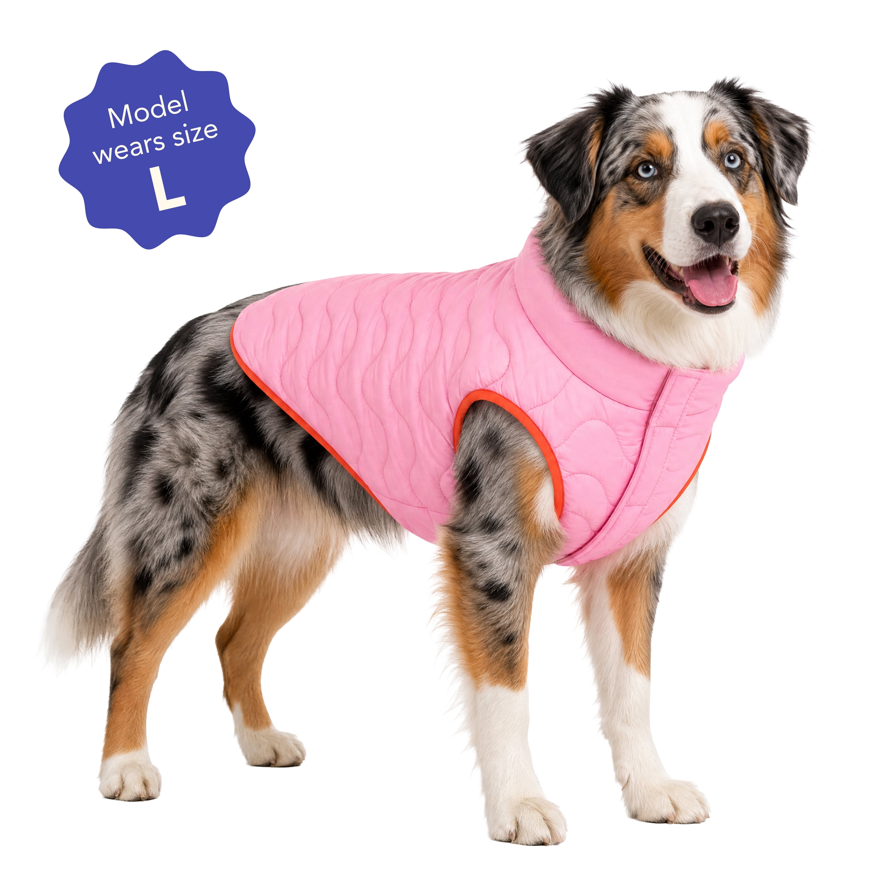 Oodles Quilted Fall Puffer Dog Jacket, Pink, Large
