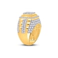 thumbnail image 3 of 14kt Yellow Gold Mens Round Diamond Ribbed Square Cluster Ring 5 Cttw, 3 of 4