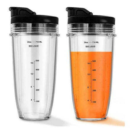 

24 Ounces Cups 2-Pack Replacement Cups with Seal Lid for Ninja Auto IQ BL480 BL482 BL642 NN102 BL682 BL450 BL2013
