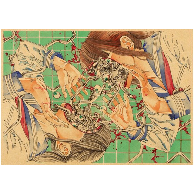 Póster de Junji Ito de Anime japonés, Papel Kraft Vintage, Shintaro Kago, impresión artística de dibujos animados, decoración de pared, pintura