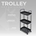 thumbnail image 3 of Carrito Organizador de Almacenamiento con Ruedas Multiusos de 3 Niveles de Estructura Ligera Ideal para Cocina Oficina Baño Negro, 3 of 10