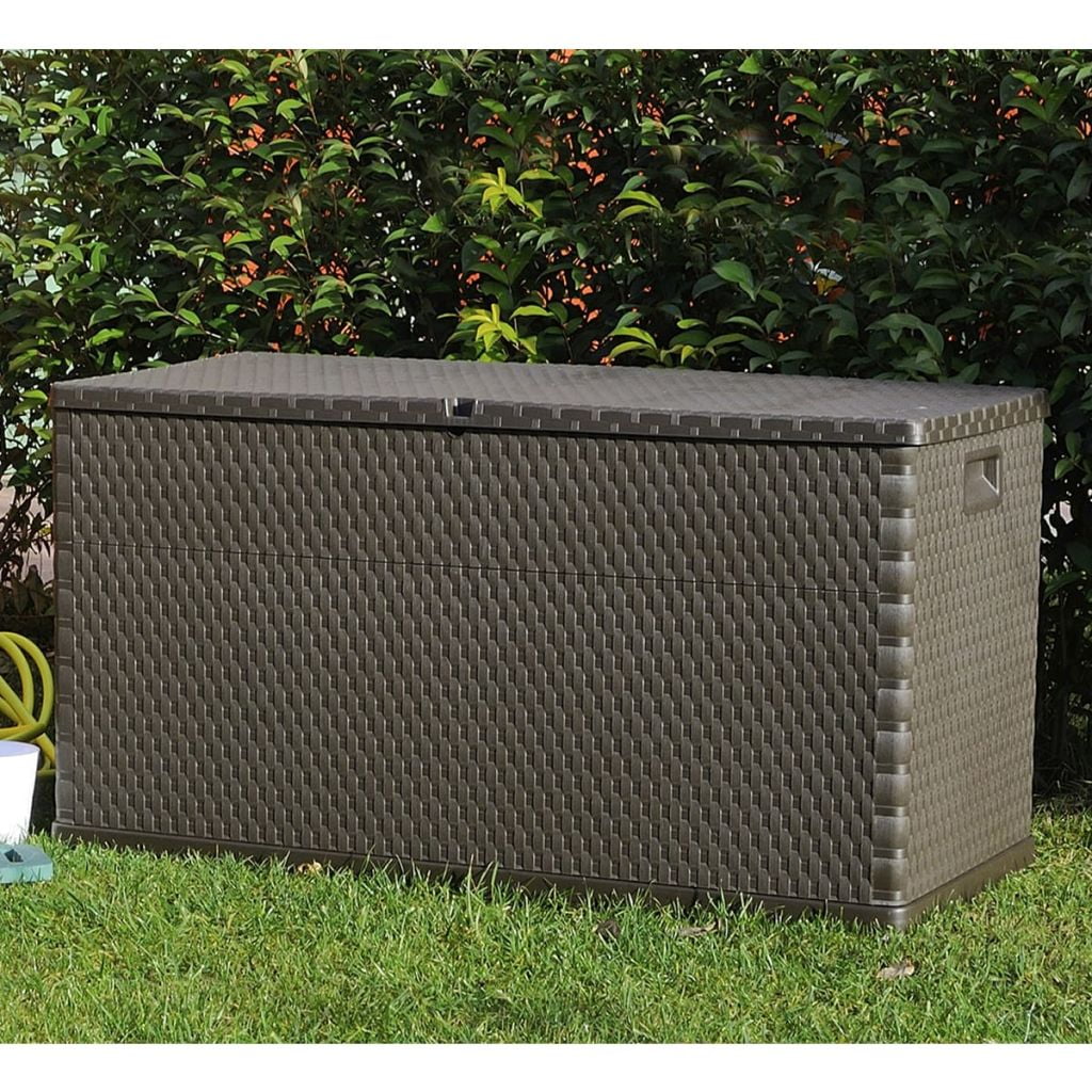 Kepooman Outdoor Patio PP Rectangle Storage Box for Deck Garden, Brown Kepooman Outdoor Patio PP Rectangle Storage Box for Deck Garden, Brown