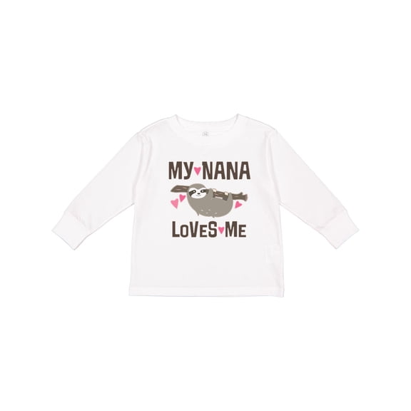 Inktastic My Nana Loves Me Sloth Girls Long Sleeve Toddler T-Shirt