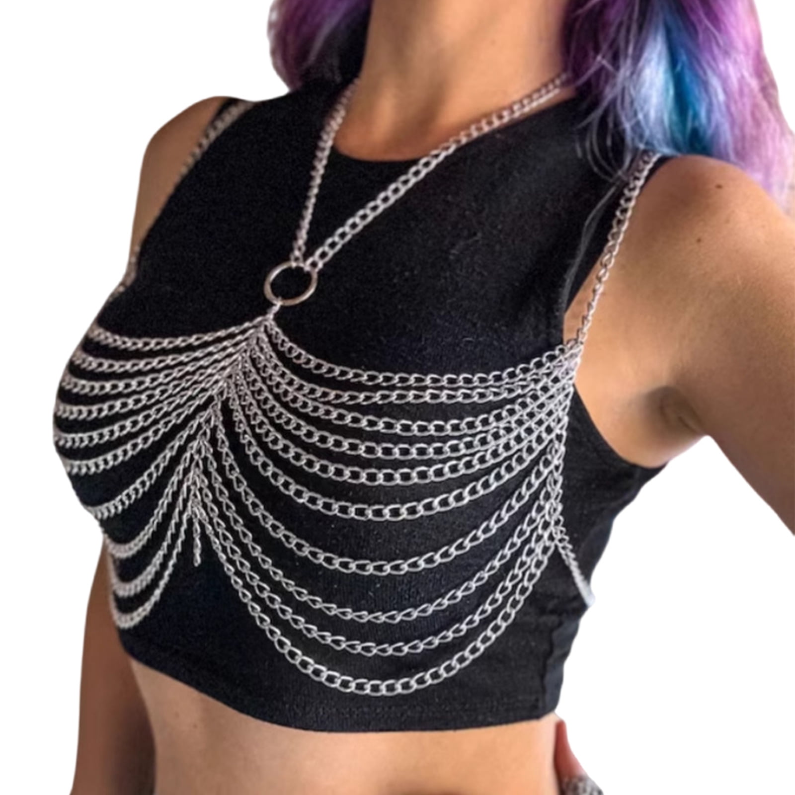 Rave Leather Chest Body Chains Punk Harness Waist Chain Belt 