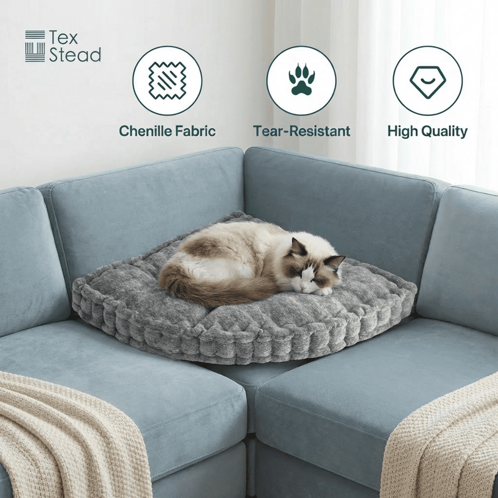 CHARRYARN Corner Floor Cushion For adults or pets, Floor Pillow, Gap Filler Between Bed and Wall for Sitting or Yoga, Pizza Cushions Thick，Living Room, Fireplace, 15"*15",Gray