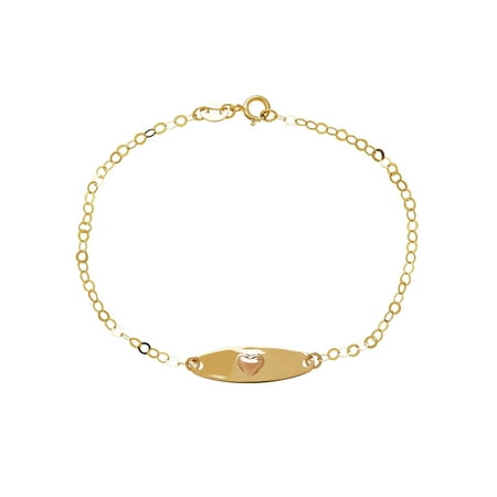 Simply Gold™ Kids' Precious Sentiments 10K Yellow Gold Embossed Heart ID Bracelet, 6