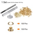 thumbnail image 3 of Uxcell 100pcs Grommet Tool Kit 4mm Grommet Eyelet Set with Hole Hollow Punch, Grommet Setter Tools, Gold Tone, 3 of 6