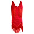 thumbnail image 4 of KHONTS Women's V-Neck Spaghetti Strap Mini Short Dress Tassels Sequin Beaded Party Dress Red XXL, 4 of 5