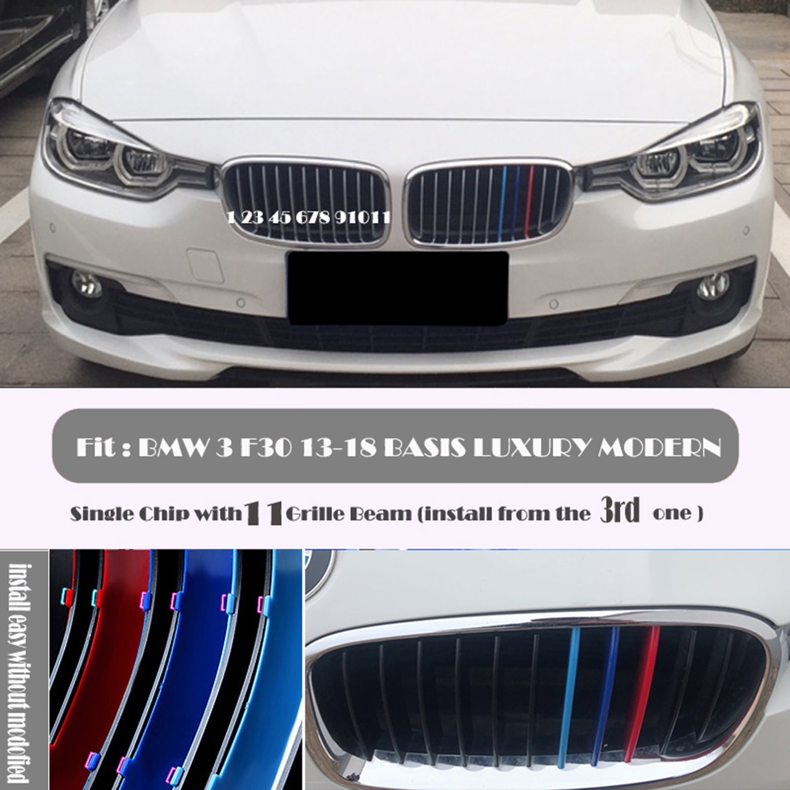 M-Color Grille Insert Trims For 02-05 BMW E46 LCI 3 Series Sedan w