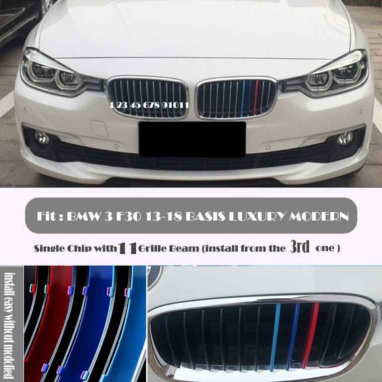 Trimla M-Colored Grille Insert Trim Performance for 12-18 BMW 3 series  4door F30 F31 fit 316i 318i 320i 325i 328i 330i 335i 340i 2012 2013 2014  2015 2016 2017 2018 Strips Clips Cover 