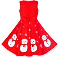 thumbnail image 2 of Sunny Fashion Girls Dress Red Snowman Snowflake Christmas Party New Year Sleeveless 7 Years, 2 of 5