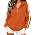 thumbnail image 3 of DIOAZUD Women's Quarter Zip Hoodie Oversized Drop Shoulder Long Sleeve Hooded Sweatshirt with Kangaroo Pocket Casual Pullover Orange S-XXL, 3 of 8