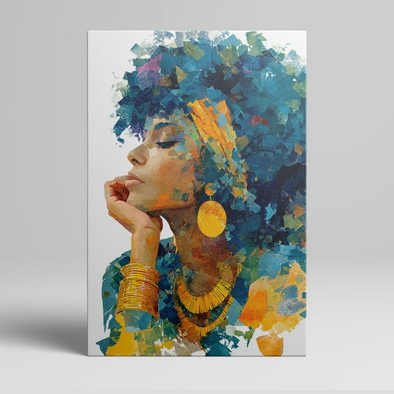 1pc African - American Woman Portrait in Colorful Mosaic Style Framed Decor room hanging Wall Picture Decor for Home Gifts, living room, bathroom, bedroom, kitchen wall art decor canvas wall art