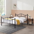 thumbnail image 2 of 3 Piece Bedroom Sets Full Size Black Metal Bed Frame and 2 Brown Nightstands, 2 of 7