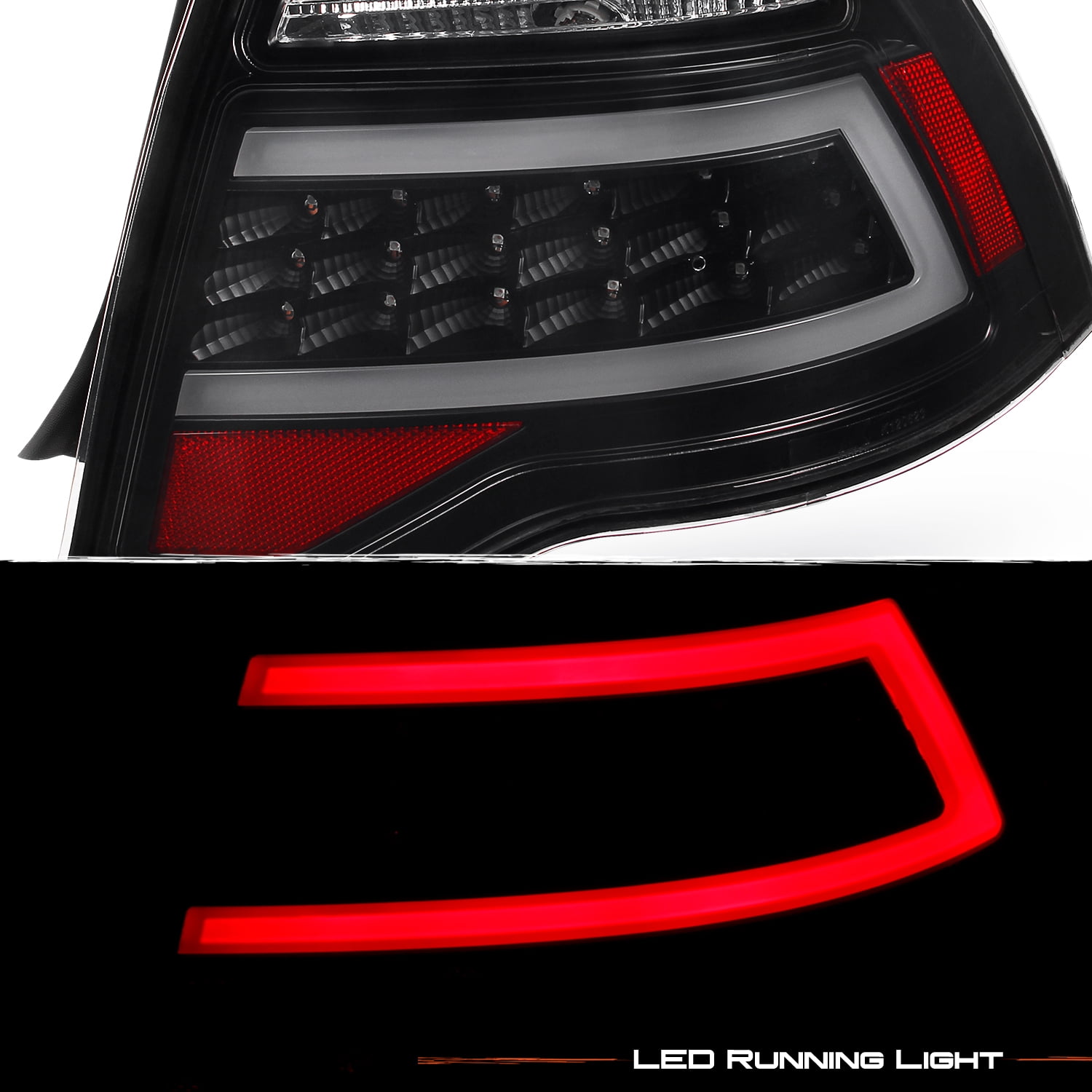 AKKON - For 2010-12 Ford Fusion Full LED Daytime Running Lamp Bar Tail Lights Black Housing Smoked Lens Set