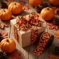 thumbnail image 3 of Orange Black Spiderweb Gift Wrapping Ribbon, Halloween Wired Edge Craft Ribbon for Fall Wreath DIY Decor, 141.73x2.48in, 3 of 6