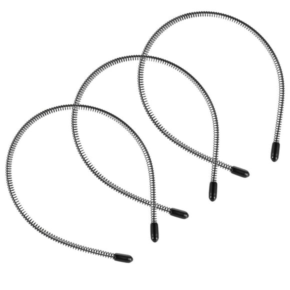 3Pack Unisex Hair Band Metal Headband Black Hair Hoop Spring Wavy Nonslip Men Women Sports Fashion Headwear