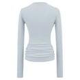 thumbnail image 5 of IWRICH Women's Long Sleeve Henley Shirts 2025 Fall Clothes Fitted Casual Work Basic Tops Button V Neck Tee T-Shirts Blue S, 5 of 7