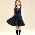 thumbnail image 2 of Mfakffe Girls Sleeveless Pinafore Pleated Dress Vintage Academy Pleated Skirt Jumper Dress Fashion Uniform Vest Dress, 2 of 5
