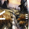 thumbnail image 5 of Designart "Barns Under Evening's Veil" Countryside Oversized Wall Clock, 5 of 5