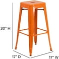 thumbnail image 5 of Bowery Hill 30'' Contemporary Metal Backless Bar Height Stool in Orange, 5 of 5