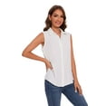 thumbnail image 2 of SPRING SEAON Women’s Sleeveless Blouse V Neck Button Down Chiffon Shirt for Women Casual Loose Fit Work Tops with Collar for Office or Daily Wear, 2 of 11