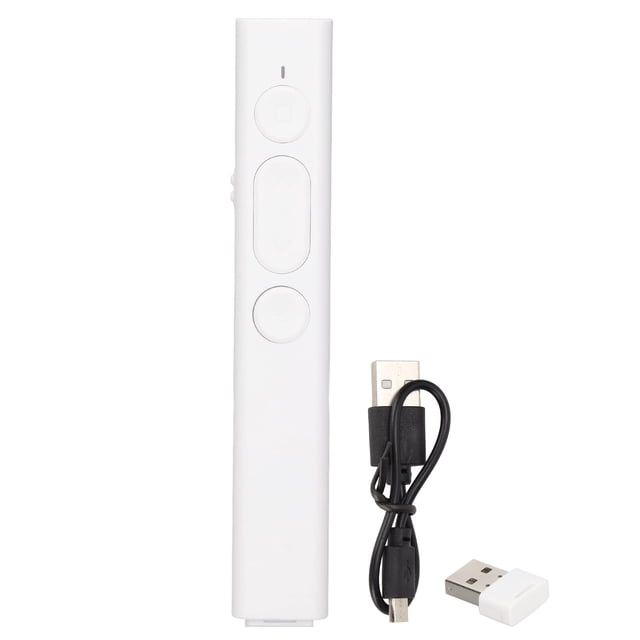 Presentación Clicker Batería de litio Carga USB Diseño ergonómico Baja radiación 2.4G Puntero de chip de alta sensibilidad Blanco