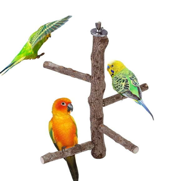Soporte de madera natural Mogoko para loros y pájaros