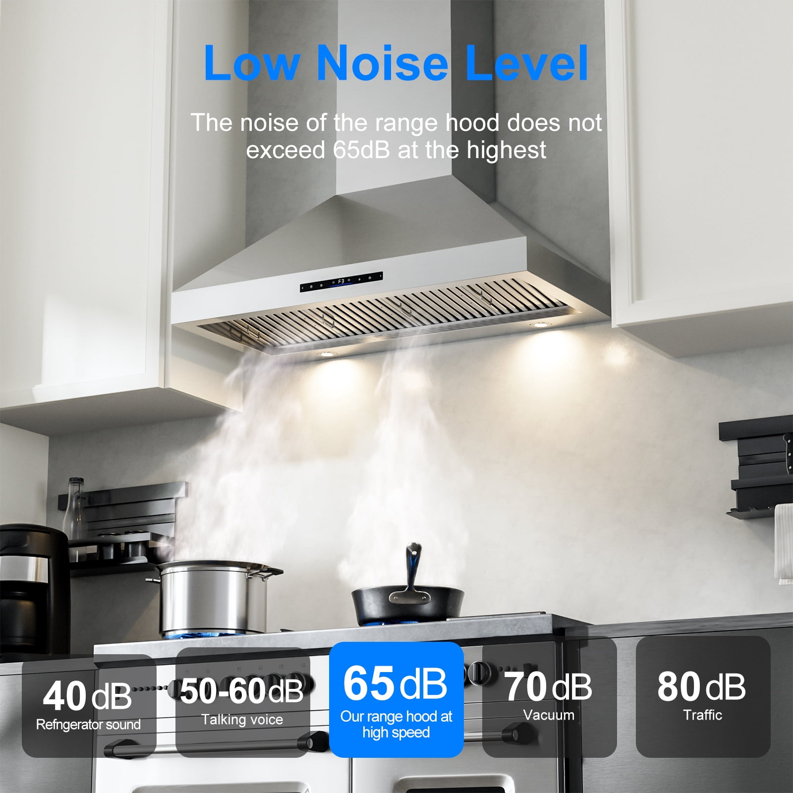 48 inch 1200 CFM Ducted Wall Mount Range Hood in in Stainless Steel, with Remote Control and LED Light