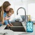 thumbnail image 3 of Soap Dispenser Clear Glass Hand Dish Soap Dispensers Bathroom with Stainless Steel Pump, Refillable Kitchen Liquid Decorative Bottles,blue, 3 of 8