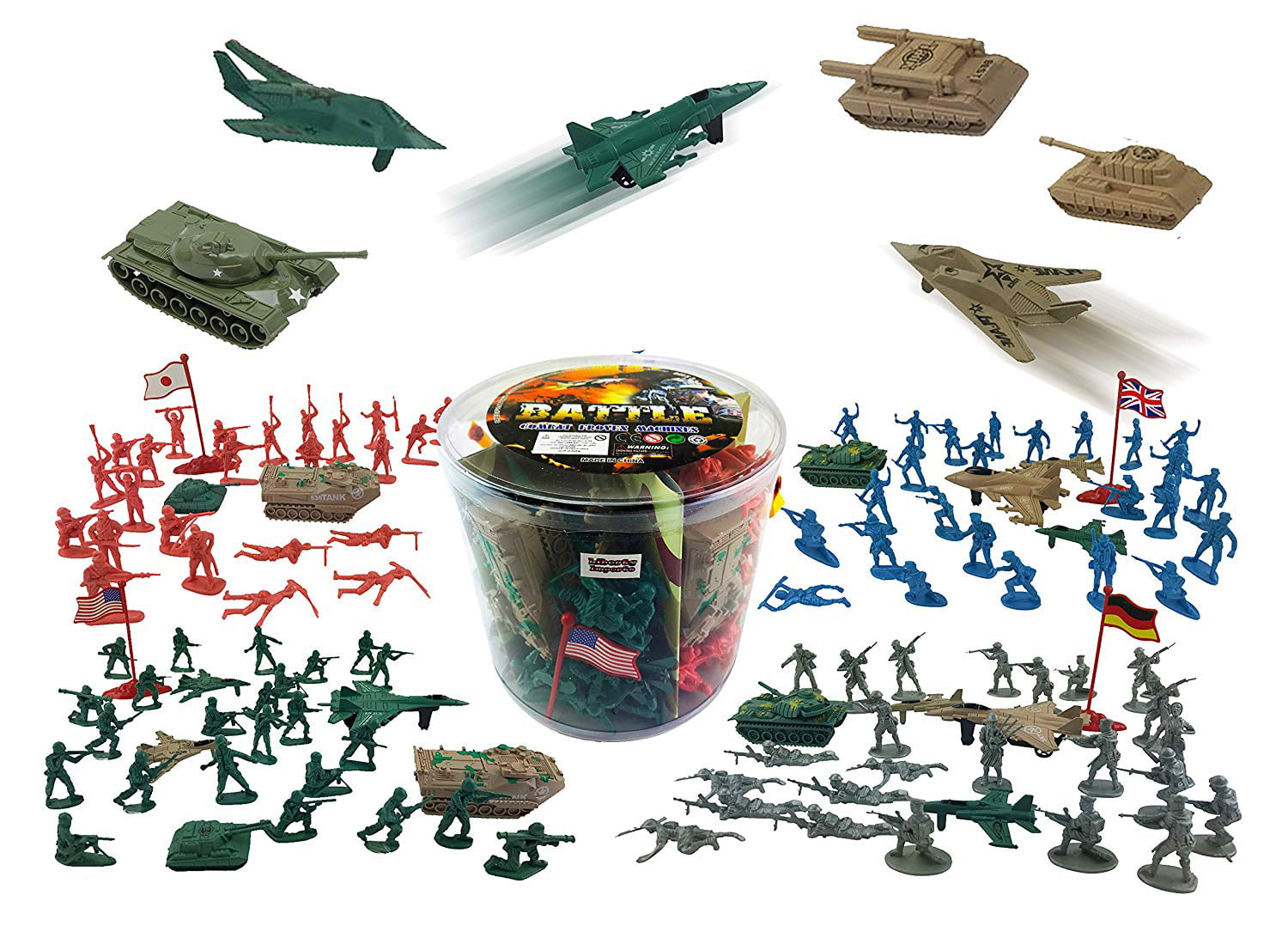 124-Pieces ... Liberty Imports Army Men Military Action Figures Bucket Playset 