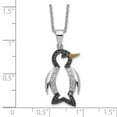 thumbnail image 3 of Auriga Fine Jewelry 925 Sterling Silver Rh-plated with Black Rhodium Enameled Black and White CZ Penguin Necklace for Women 18", 3 of 7