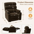thumbnail image 6 of Triple Motor Large Power Lift Chair with Adjustable Headrest,180 ° Lay Flat Recliner, Infinite Position,Plush Flannel, Dark Brown, 6 of 7