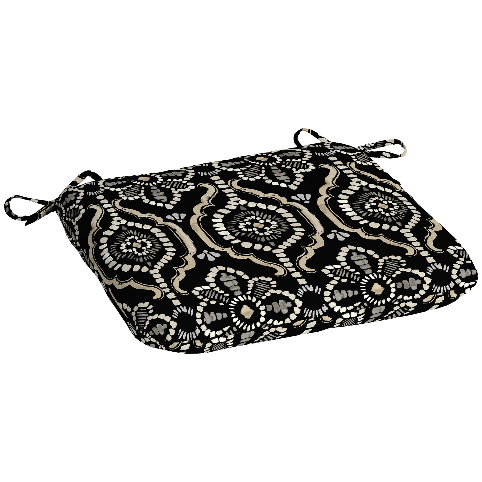 Mainstays 15.5"D x 17"W Black Medallion Rectangle Outdoor Seat Pad (1 Pack)