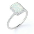 thumbnail image 4 of JeenMata 1.75 ct Emerald Cut Blue Opal Engagement Ring in 18k White Gold over Silver, 4 of 7