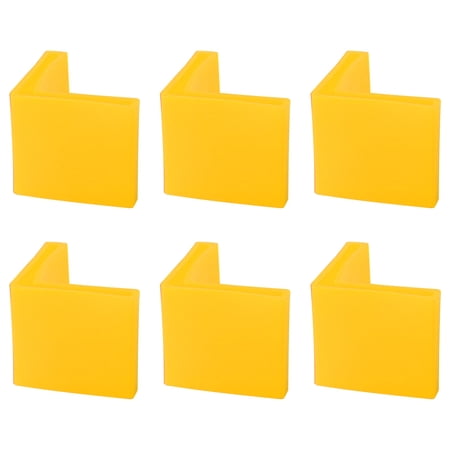 6 Pcs Yellow Plastic Angle Iron Foot L Shape Edge Floor Protector 45 x 45mm